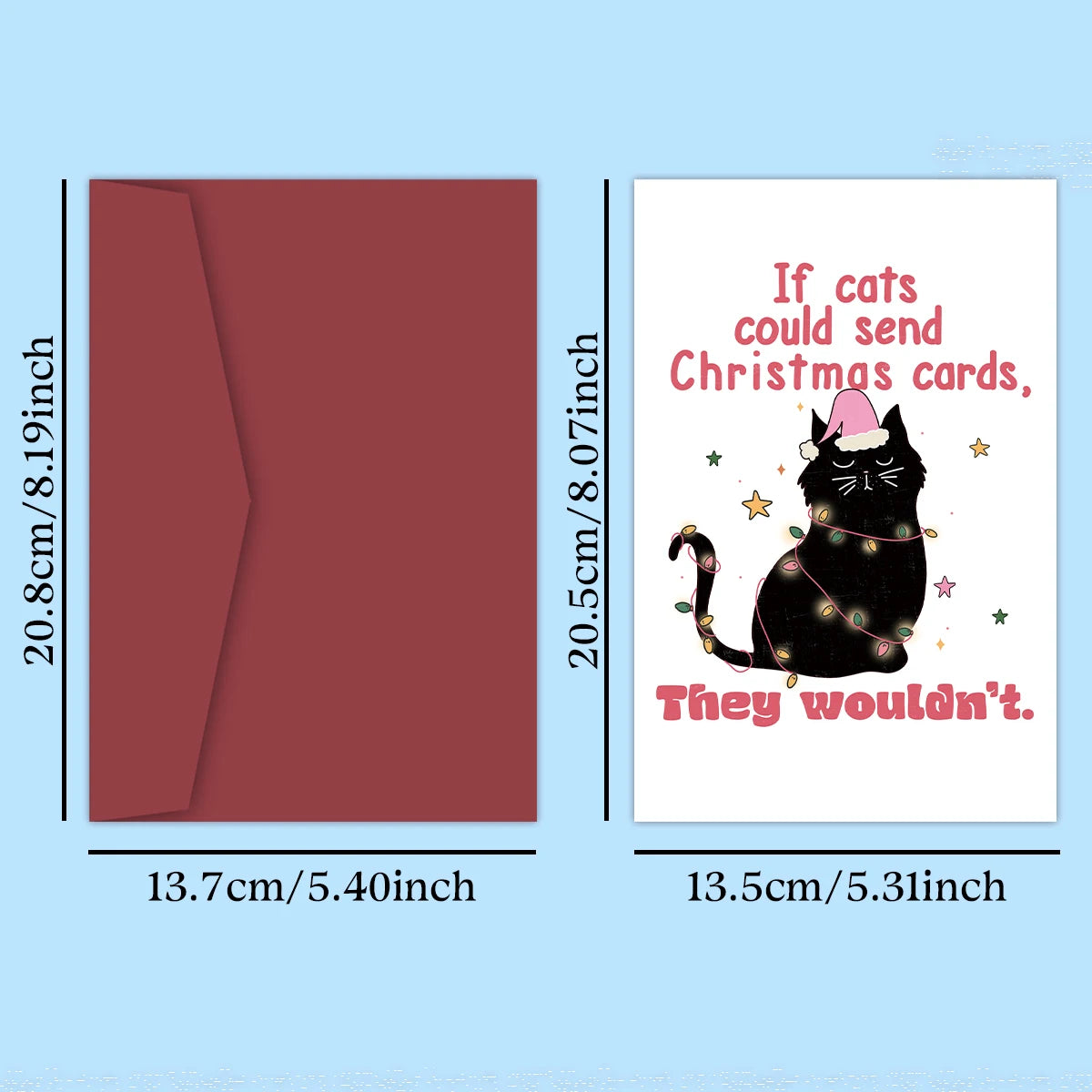Funny Christmas Cat Greeting Card with Envelope – Festive Holiday Humor Card for Cat Lovers, Secret Santa & Christmas Parties