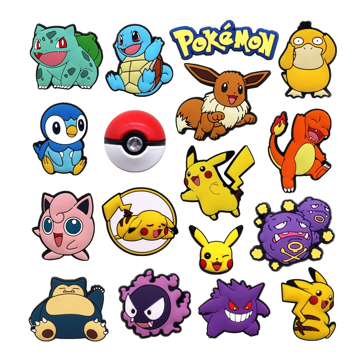 1PC Pokémon PVC Shoe Charms – Cute Pikachu & Squirtle Clog Pins for Sandals, Shoes, Backpacks & Accessories