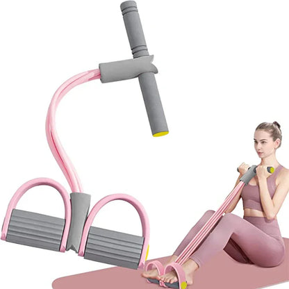 4-Tube Resistance Band Pedal Trainer – Elastic Pull Rope Fitness Equipment for Abdomen, Waist, Arm Training, Yoga & Home Workouts