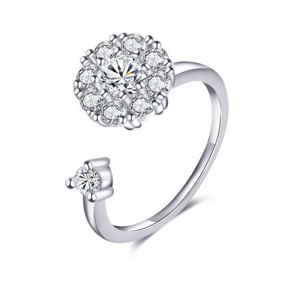 Anillo giratorio antiestrés de mariposa y flor con diamantes de imitación – Anillo giratorio antiansiedad para mujer | Joyería ajustable para aliviar el estrés