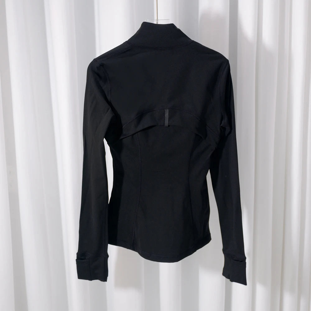 Women’s Gold Zipper Yoga Jacket – Stand Collar Slim Fit Quick-Dry Breathable Sports & Running Activewear