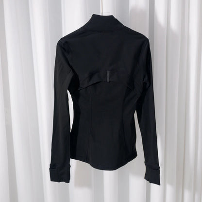 Women’s Gold Zipper Yoga Jacket – Stand Collar Slim Fit Quick-Dry Breathable Sports & Running Activewear