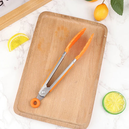 Silicone BBQ Grilling Tongs – Non-Stick Stainless Steel Kitchen Cooking, Salad & Serving Tongs