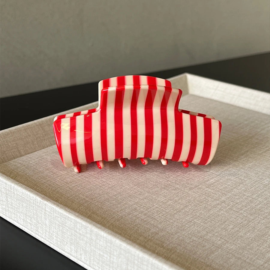 Pinzas grandes para el pelo – Pinzas antideslizantes de sujeción fuerte con estampado de cuadros y lunares retro para mujeres y niñas | Accesorios de moda para el día a día
