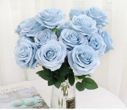9 Heads Artificial Camellia Rose Bouquet – Realistic Faux Flowers for Wedding Decor, Party Displays, Home Decoration & Floral Gifts