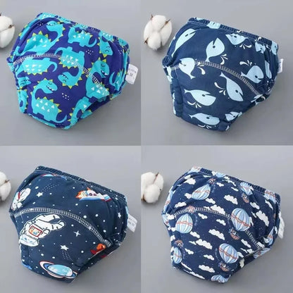 Culottes d'apprentissage de la propreté imperméables réutilisables (lot de 4) – Sous-vêtements d'entraînement en coton doux pour bébés garçons et filles avec protection anti-fuites