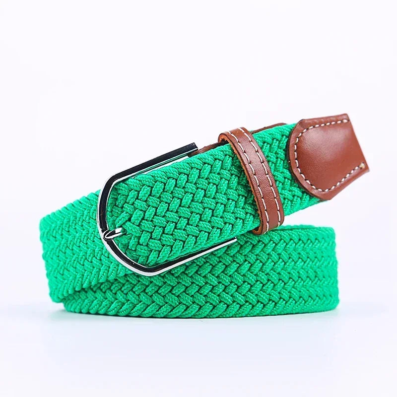 Ceinture élastique tressée unisexe en toile tissée, à boucle ardillon, pour jeans (107/120/130cm)