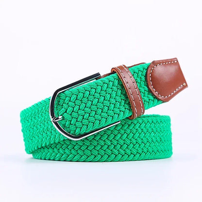 Ceinture élastique tressée unisexe en toile tissée, à boucle ardillon, pour jeans (107/120/130cm)