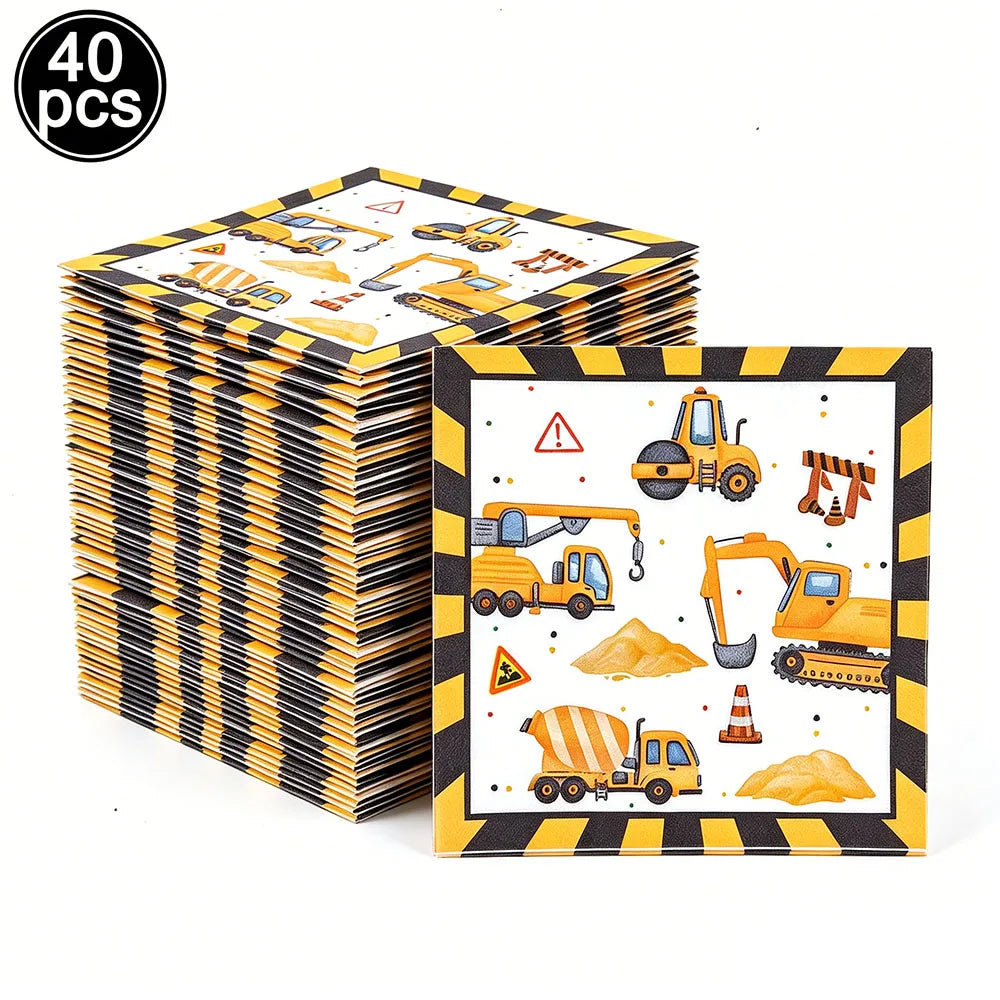Construction Truck Birthday Party Tablecloth – Excavator & Engineering-Themed Table Runner for Boys' Construction Party Decorations