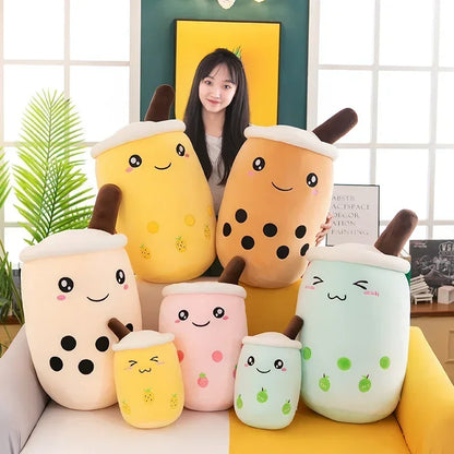 Giant Bubble Tea Plush Pillow – 22–70cm Squishy Milk Tea Boba Stuffed Toy Fruit Drink Bottle Decor Gift