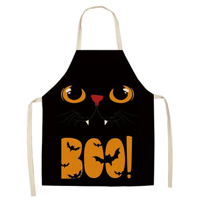 Cute Cartoon Cat Kitchen Apron – Linen Baking & Cooking Apron for Women, Men & Kids, Kitchen Accessories