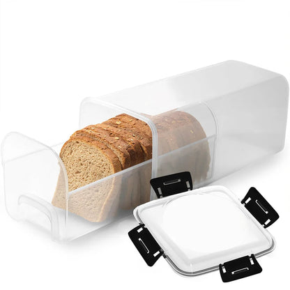 Clear Airtight Bread Box with Lid – Tall Bread Loaf Storage Container for Sandwich & Homemade Bread, Kitchen Food Saver Organizer