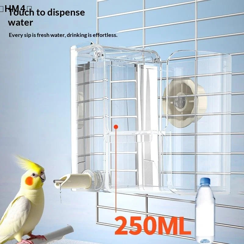 HM4 Automatic Bird Feeder & Water Dispenser – Clear Durable Cage Accessory for Budgies, Cockatiels, Lovebirds & Small Birds