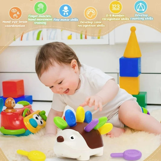 Juguete Sensorial de Erizo Montessori – Juguete Educativo de Motricidad Fina para Niños Pequeños de 1 a 4 Años