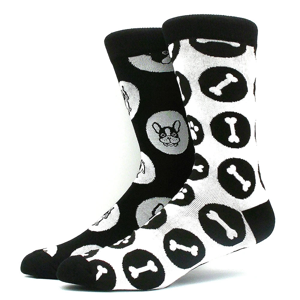 Funny Colorful Hip Hop Socks – Combed Cotton Animal, Astronaut & Geometric Print Socks for Men & Women, Business Dress Wear