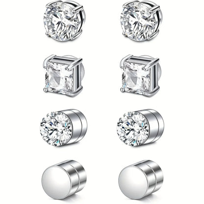 Pendientes de clip magnéticos de cristal – Pendientes de circonita sin perforación para hombres y mujeres | Joyería de moda punk
