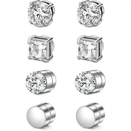 Crystal Magnetic Clip Earrings – Non-Piercing Zircon Stud Earrings for Men & Women | Punk Fashion Jewelry Accessory