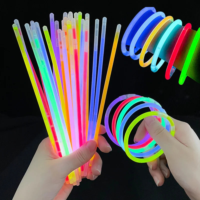 Barras luminosas fluorescentes – Pulseras luminosas multicolores flexibles de 50/100 unidades, barras de luz brillantes para eventos, celebraciones, cumpleaños, bodas y artículos para fiestas nocturnas