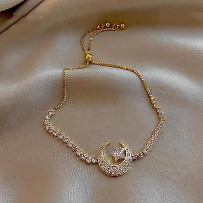 Women’s Fashion Four Leaf Grass Gold Color Adjustable Bracelet Korean Style Wedding Party Jewelry