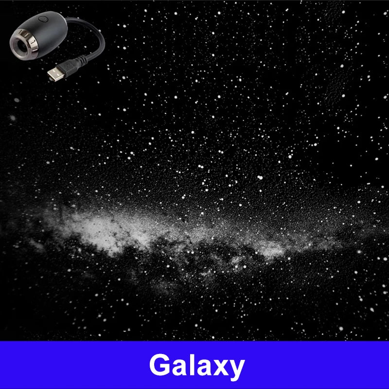 Lámpara proyector USB LED de cielo estrellado y galaxia – Luz nocturna de Saturno para coche, habitación y decoración de techo