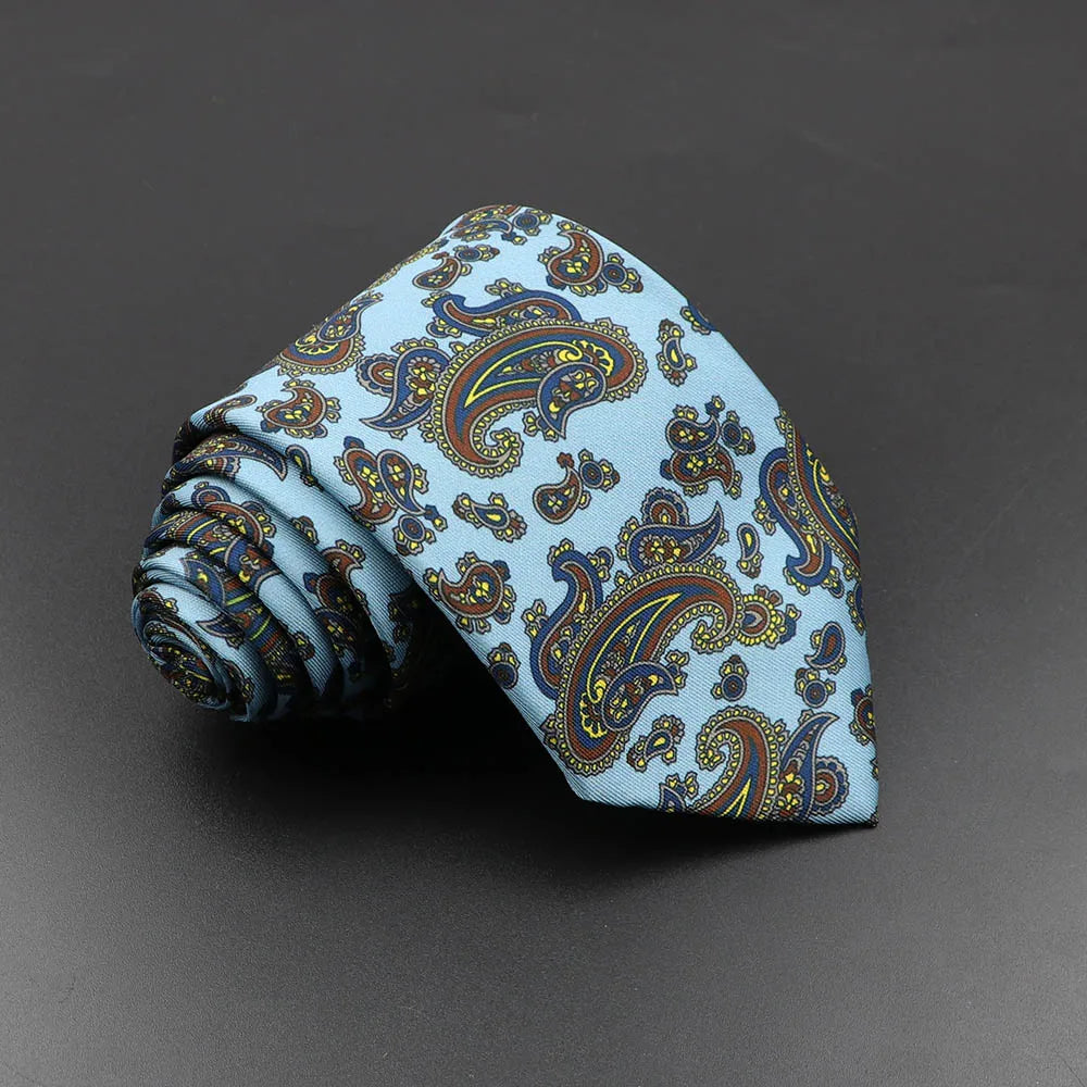Men's 7.5cm Soft Silk Necktie – Floral & Dot Pattern Tie for Weddings, Business, Parties & Formal Wear