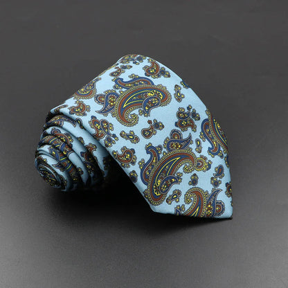 Men's 7.5cm Soft Silk Necktie – Floral & Dot Pattern Tie for Weddings, Business, Parties & Formal Wear
