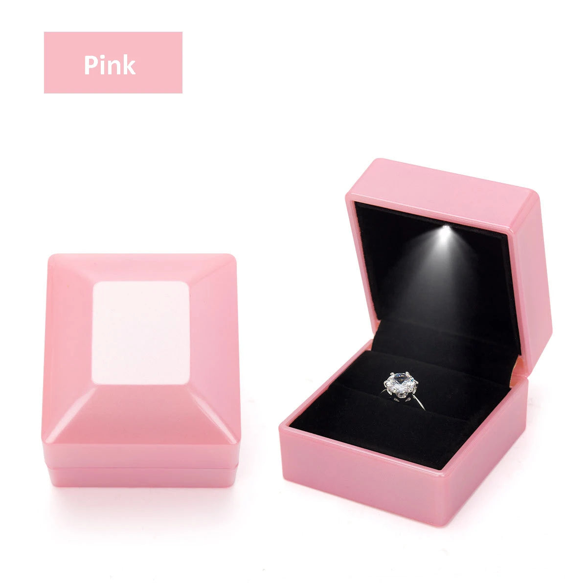 LED Velvet Jewelry Gift Box for Rings, Necklaces & Pendants – Luxury Lighted Proposal, Engagement & Wedding Display Case