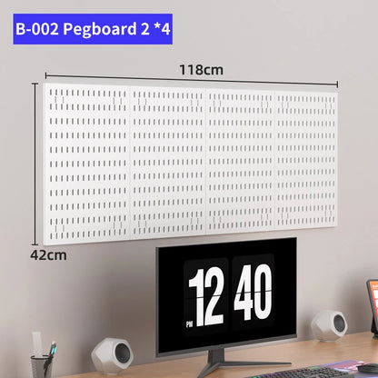 Kit de organización modular de pared con tablero perforado (Pegboard) para bricolaje – Paneles de almacenamiento colgantes sin taladro para cuartos de manualidades, oficina y organización del hogar