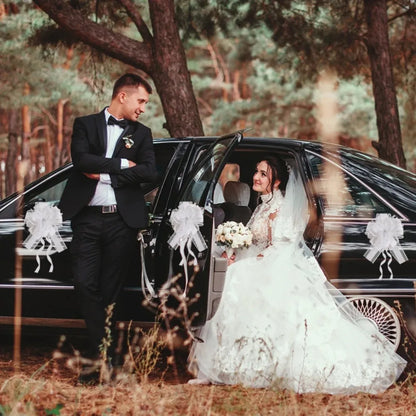 10-20 Lazos de cinta para coche de boda, decoración de envoltorio de regalo de Navidad, flores artesanales DIY, suministros para fiestas de cumpleaños, San Valentín