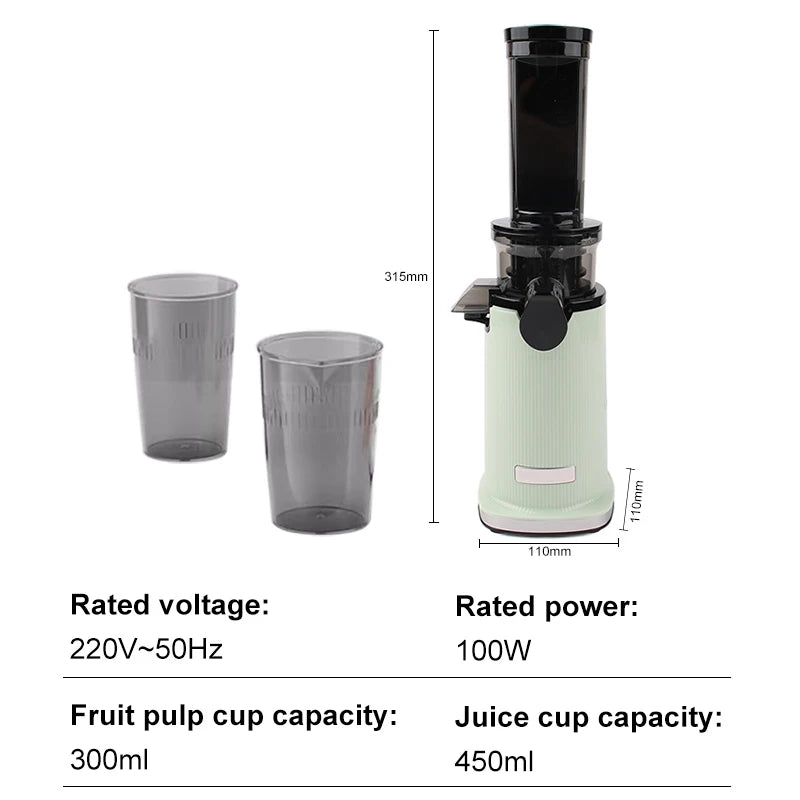 Slow Masticating Juicer – Cold Press Fruit Juice Extractor with 31mm Feed Chute, High-Yield Juicing & Orange Separator