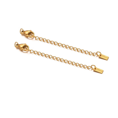 10-Piece Stainless Steel Lobster Clasps with 5cm Extension Chains – Jewelry Connectors for DIY Bracelets & Necklaces