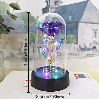 Eternal Rose LED Light in Glass Dome – Romantic Valentine’s Day Gift for Girlfriend | Forever Flower Decoration for Wedding, Mother’s Day & Bridesmaid Gifts