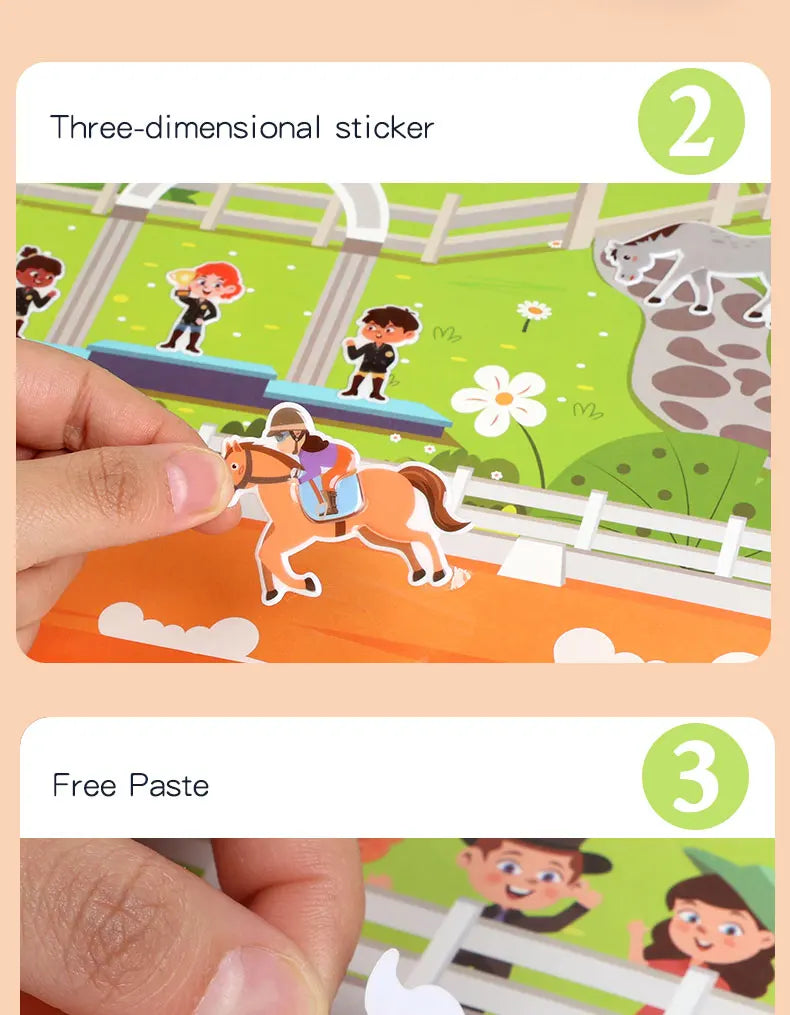 Libro de pegatinas DIY para niños – Libro de actividades de pegatinas de escenas de burbujas reutilizables, juguete portátil y silencioso, manualidades creativas de aprendizaje de pegatinas de gelatina para niños