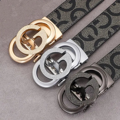Men's Luxury-Style Canvas & Leather Belt – Automatic Buckle Designer-Style Waist Belt for Business, Jeans & Casual Everyday Wear