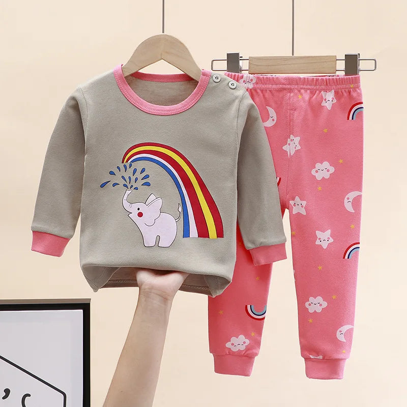 Little Maven Kids' Cotton Clothing Set – Boys & Girls Christmas T-Shirt Top & Pants Outfit for Autumn & Winter, 2-Piece Children's Clothes
