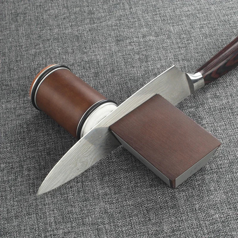 Affûteur de couteaux professionnel à rouleau – Affûteur à poignée magnétique en bois avec guide d'angle 15°, 18°, 20° et 22°