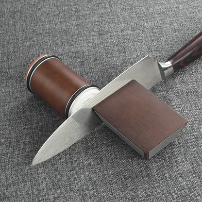 Affûteur de couteaux professionnel à rouleau – Affûteur à poignée magnétique en bois avec guide d'angle 15°, 18°, 20° et 22°