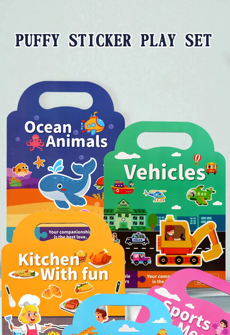 Libro de pegatinas DIY para niños – Libro de actividades de pegatinas de escenas de burbujas reutilizables, juguete portátil y silencioso, manualidades creativas de aprendizaje de pegatinas de gelatina para niños