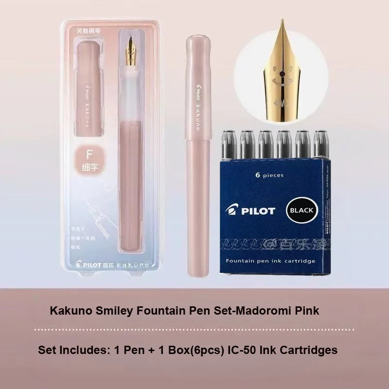 Pluma Estilográfica Pilot Kakuno – Bolígrafo de Escritura Antideslizante Fácil de Usar para Principiantes con Agarre Suave para Caligrafía, Diarios, Oficina y Colección de Papelería