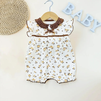 Pelele de verano para bebé recién nacido – Body de manga corta de algodón suave con estampado de dibujos animados para bebés y niñas (3-18 meses)