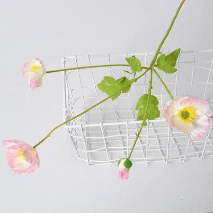 4 cabezas de amapolas artificiales – Ramo floral sintético de seda para arreglos de boda nupciales, decoración de fiestas, decoración de jardines y exhibiciones al aire libre