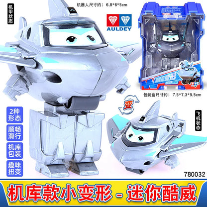 Super Wings Mini Transforming Plane Robot Toy – Anime-Style Deformation Action Figure, Transformable Aircraft Toy for Kids & Christmas Gifts