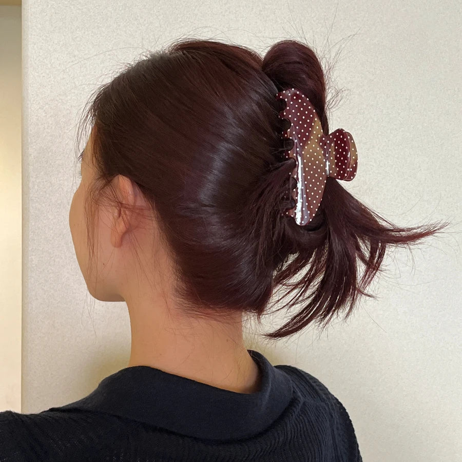 Pinzas grandes para el pelo – Pinzas antideslizantes de sujeción fuerte con estampado de cuadros y lunares retro para mujeres y niñas | Accesorios de moda para el día a día
