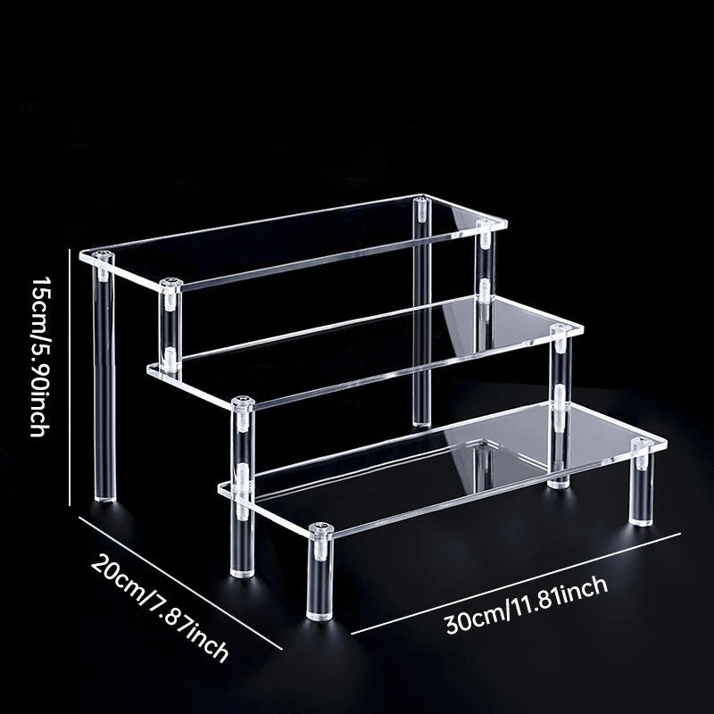 Support d'affichage en acrylique – Présentoir organisateur transparent à 1-5 niveaux pour parfums, poupées, figurines et objets de collection