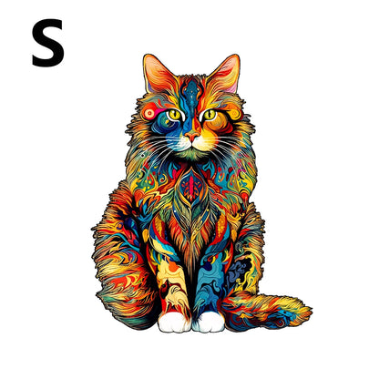 Rompecabezas de madera con diseño único de gato – Juguete rompecabezas con formas irregulares de animales, juego de ocio, decoración creativa para el hogar y regalo de Halloween, Navidad, cumpleaños