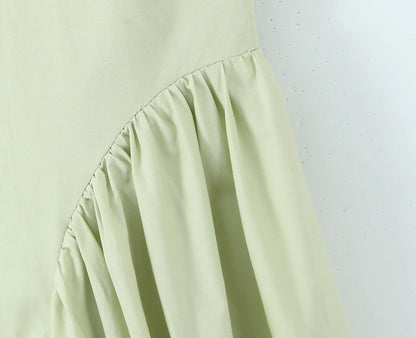 YENKYE Women’s Sexy Backless Green Halter Midi Dress Elegant Low Waist A-Line Cotton Summer Evening Party Robe