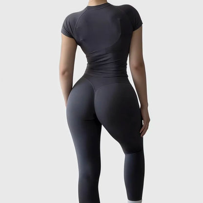 2-Piece Women’s Sports Set – Ribbed Seamless Active Top & Shorts, Yoga Gym Workout Fitness Outfit for Training and Everyday Wear