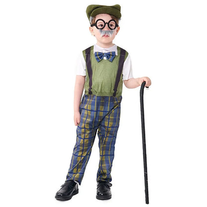 Halloween Children’s Cosplay Costumes – Grandpa & Centenarian Character Performance Wear for Kids Dress-Up & Stage Play