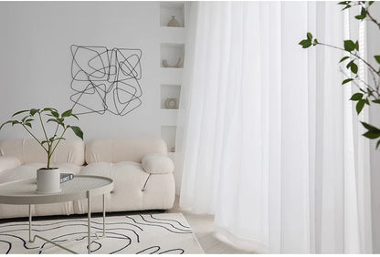Cortinas de tul blanco transparente modernas – Paneles transparentes para ventanas de sala de estar y dormitorio