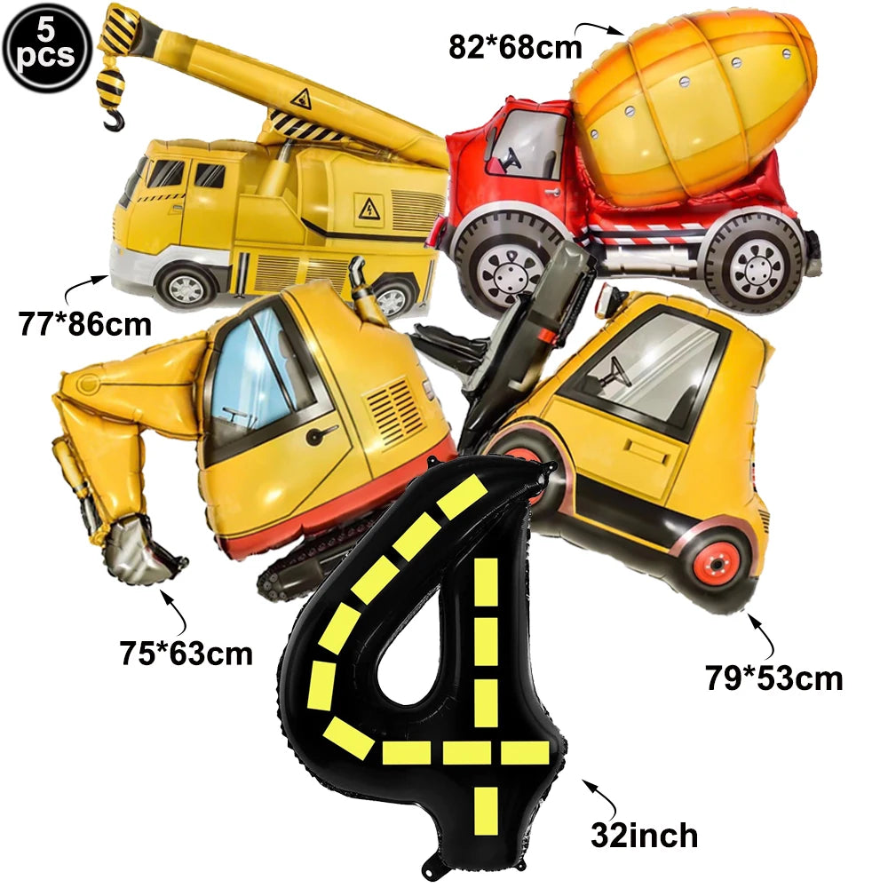 Construction Truck Birthday Party Tablecloth – Excavator & Engineering-Themed Table Runner for Boys' Construction Party Decorations
